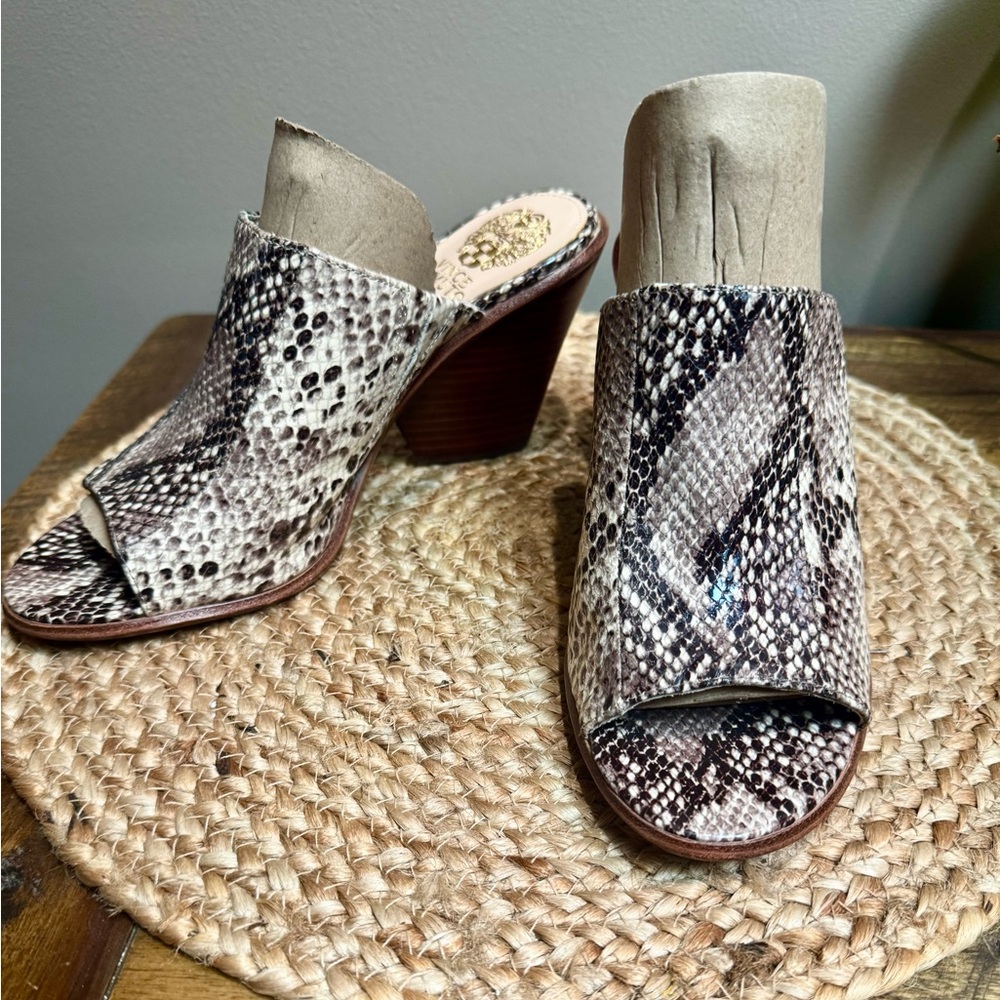 Vince Camuto Brown Mules with Earthy Chunky Heel